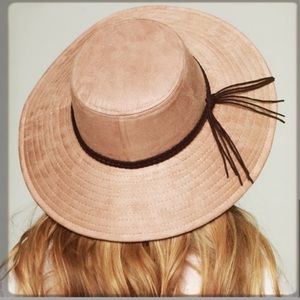 Vegan Suede Wide Brim Hat